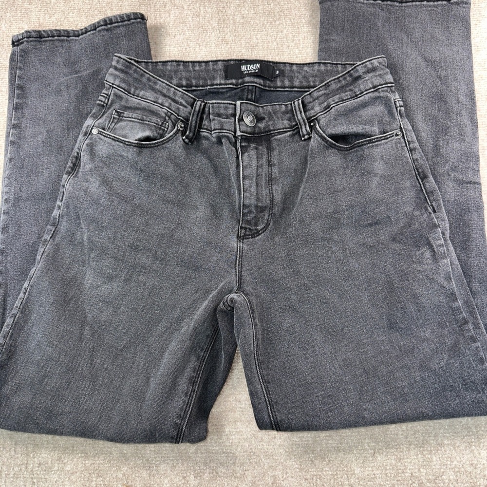 Hudson Los Angeles Gray Acid Wash Straight Leg Stretch Jeans Size 8